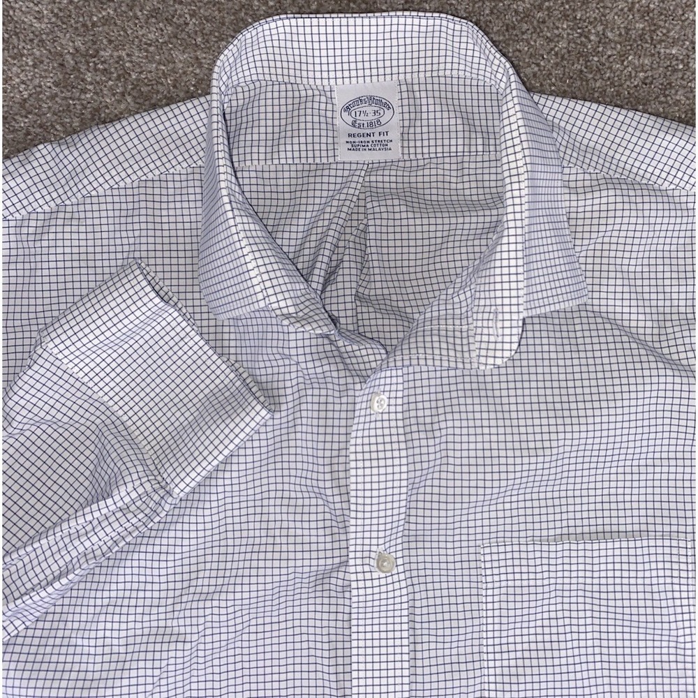 Brooks Brothers Non Iron Supima Cotton Stretch Regent Shirt Blue Men 2XL 17.5-35